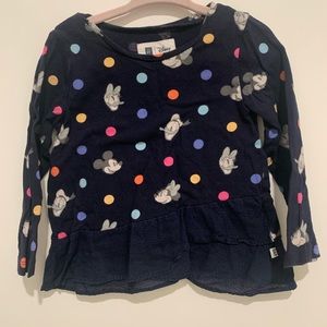 Gap Disney navy long sleeve shirt with character images. Size 3.